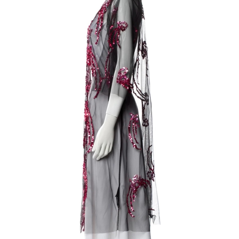 New w/tags LIBERTINE Elegance Meets Hip! Pink Sequin Sheer Black Robe Kimono L - Picture 4 of 6